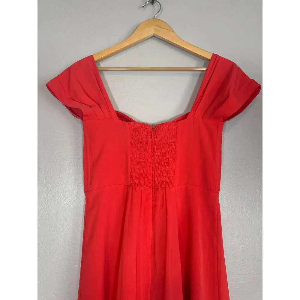 Abercrombie & Fitch Off Shoulder Maxi Dress Slit Camille Womens Small Red Orange